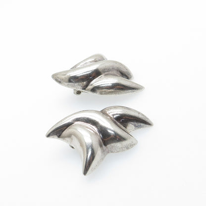 FRANCISCO RIVERA 925 Sterling Silver Vintage Mexico Modernist Clip On Earrings
