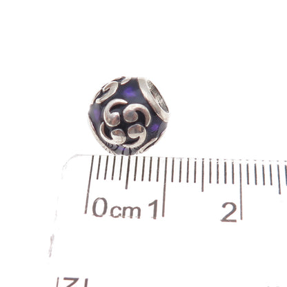 Pandora 925 Sterling Silver Purple Enamel Zen Slide Bead Charm