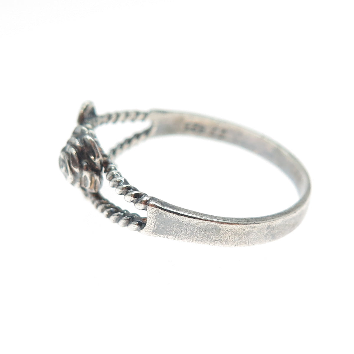 JONETTE 925 Sterling Silver Vintage Rose Flower Oxidized Ring Size 9.5