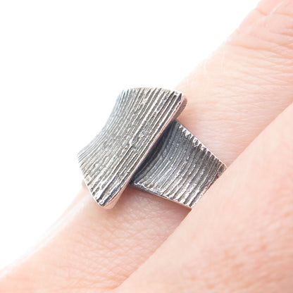 925 Sterling Silver Vintage Modernist Oxidized Ring Size 9.5