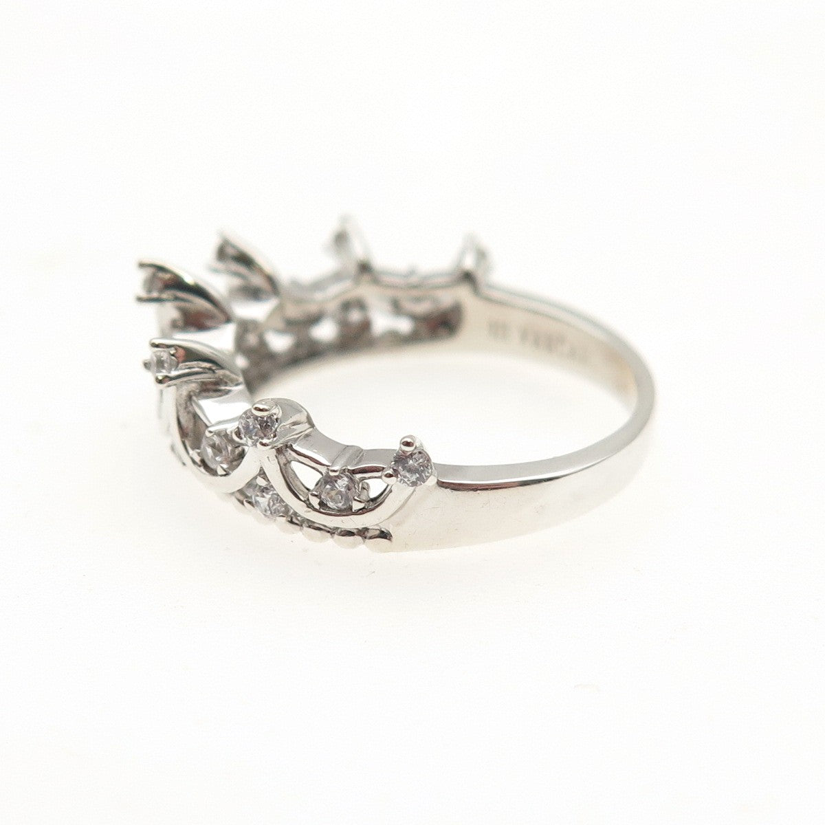 VANCARO 925 Sterling Silver Round-Cut C Z Tiara Ring Size 6.25