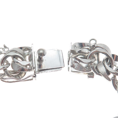 AMERICAN 925 Sterling Silver Antique Art Deco Bismark Link Bracelet 7.25"