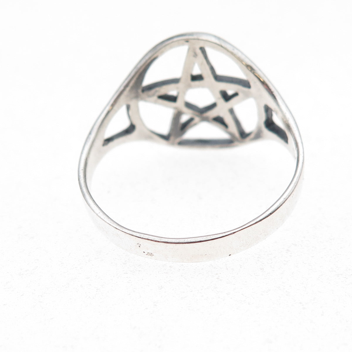 925 Sterling Silver Vintage Pentagram Oxidized Ring Size 13