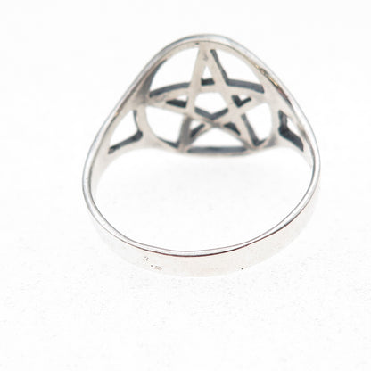 925 Sterling Silver Vintage Pentagram Oxidized Ring Size 13