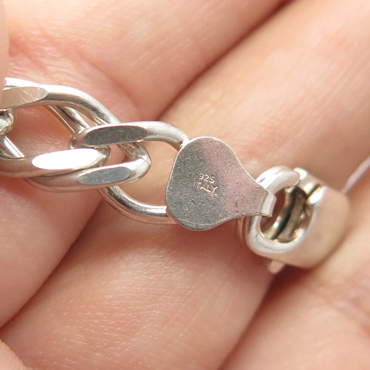 925 Sterling Silver Vintage Italy Double Cable Link Bracelet 8"