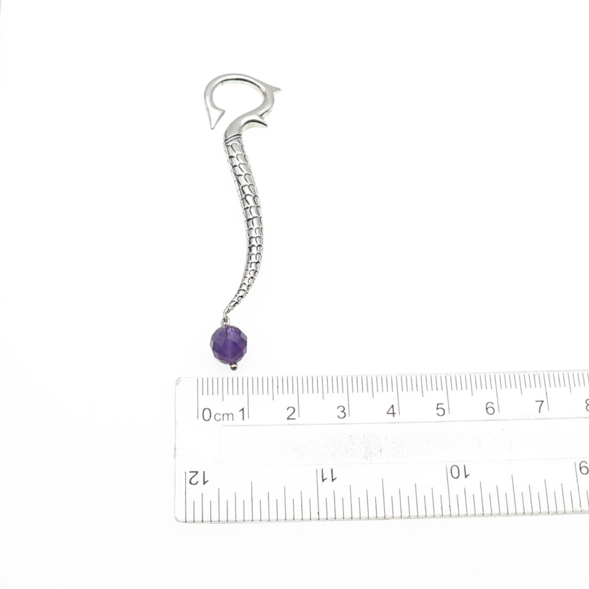 GUESS 925 Sterling Silver Real Amethyst Dragon Hook SINGLE Earring