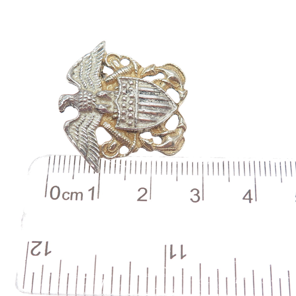 925 Sterling Silver 2-Tone Antique WWII US Navy Officer Pin Brooch
