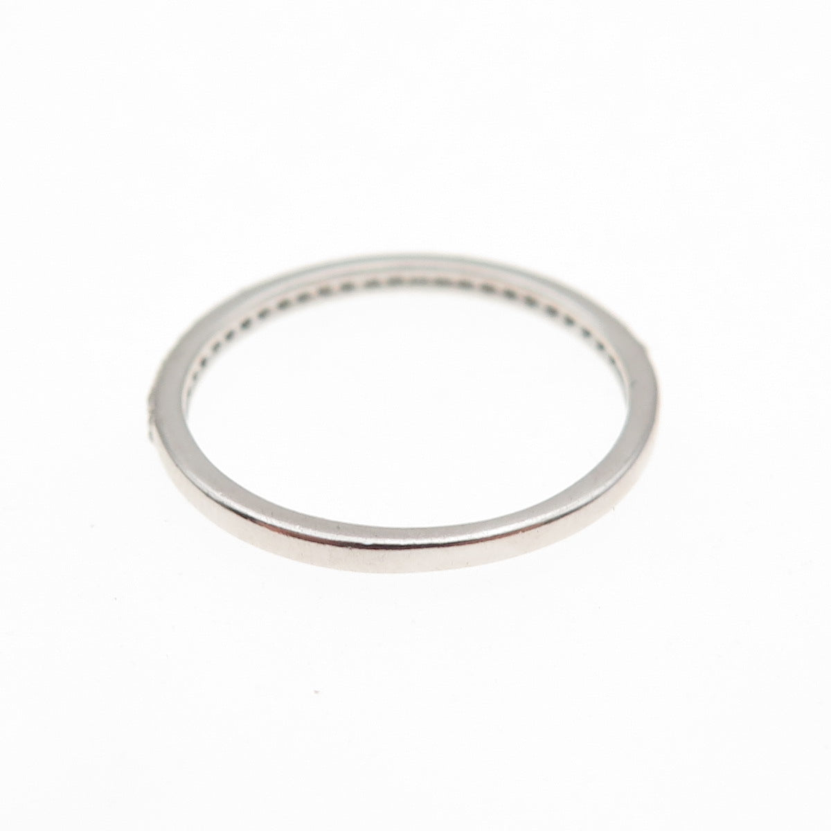 925 Sterling Silver Round-Cut C Z Half Eternity Stackable Band Ring Size 6