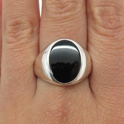 BINDER BROS. 925 Sterling Silver Vintage Real Black Onyx Gem Ring Size 10.75