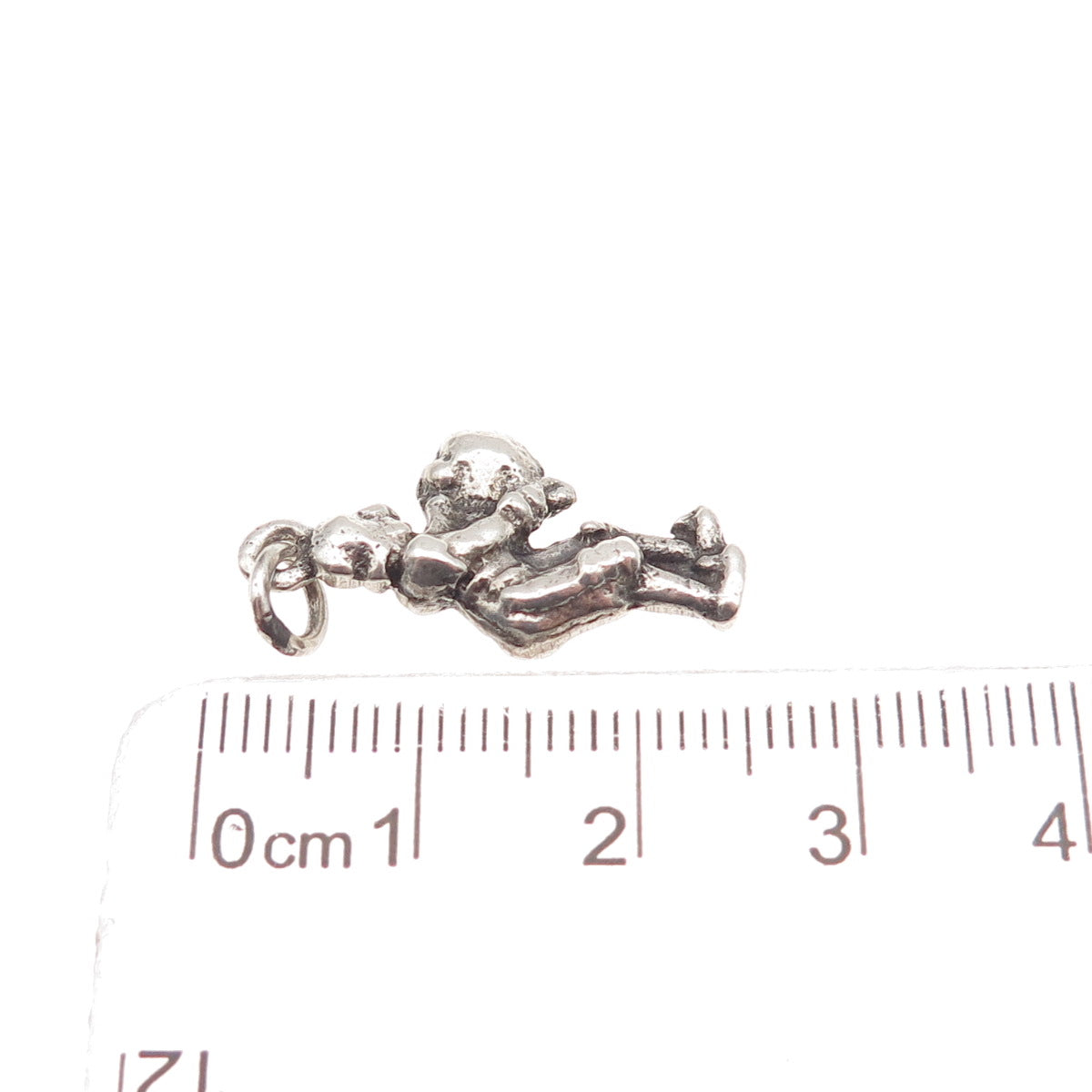925 Sterling Antique Art Deco Matador Bull Fighter Oxidized Mini Charm Pendant