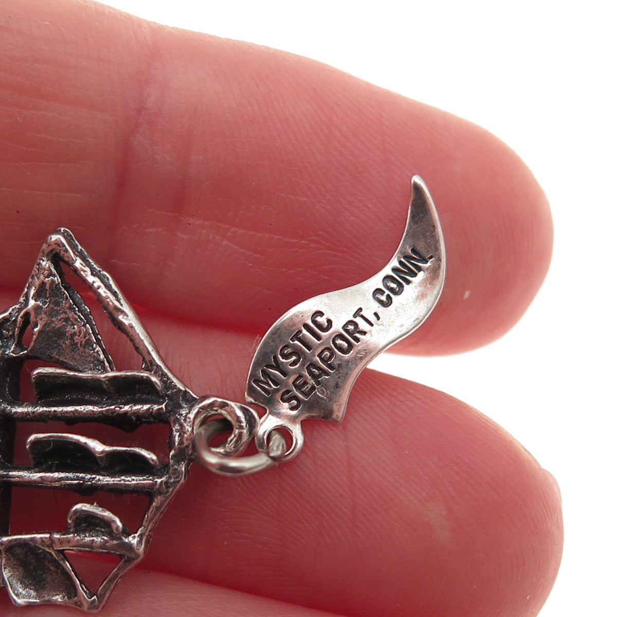 Pacific Jewelry Sterling Silver Vintage Ship Mystic Seaport Mini Charm Pendant