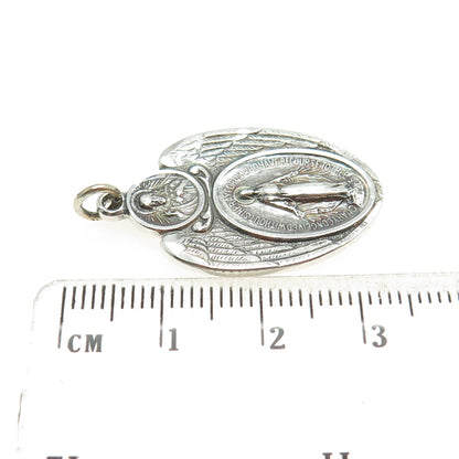 925 Sterling Silver Antique 1830 St. Mary Miraculous Religious Pendant