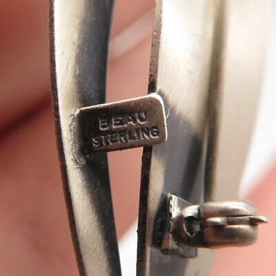 925 Sterling Silver Vintage Beau Modernist Leaf Pin Brooch