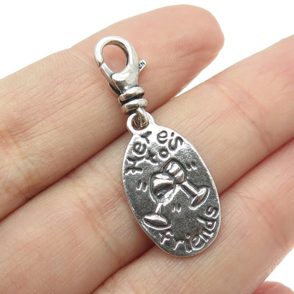 SILPADA Sterling Silver Vintage "Here's to Friends Cheers" Lobster Clasp Pendant