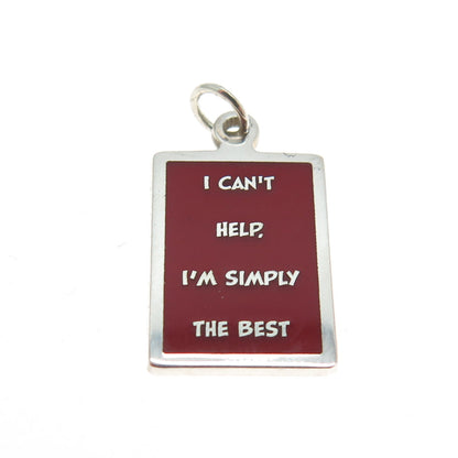 925 Sterling Silver Enamel "I Can't Help I'm Simply The Best" Minimalist Pendant