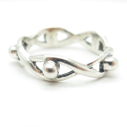 925 Sterling Silver Vintage Beaded Infinity Band Ring Size 9