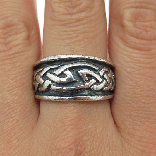 925 Sterling Silver Vintage Celtic Knot Oxidized Ring Size 10