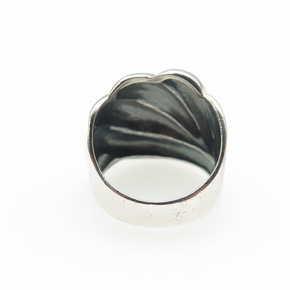 925 Sterling Silver Vintage Modernist Ribbed Oxidized Ring Size 6