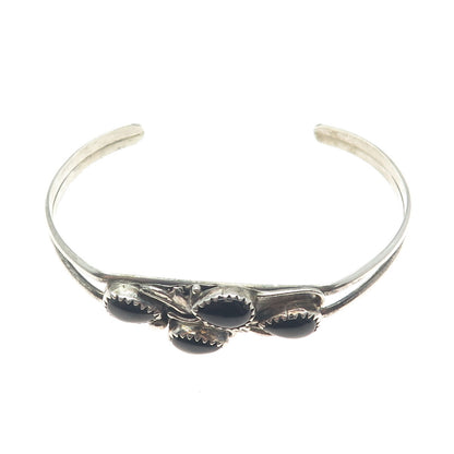 REX ABEITA NAVAJO Old Pawn Sterling Silver Black Onyx Adjustable Bracelet 6.75"