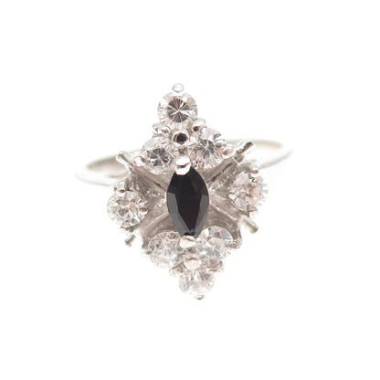 925 Sterling Silver Real Sapphire & C Z Bohemian Ring Size 6.75