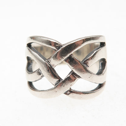 925 Sterling Silver Vintage Woven Oxidized Ring Size 5
