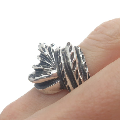 CHAPAL ZENRAY Sterling Silver Vintage Diamond-Cut Twisted Oxidized Ring Size 8.5