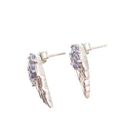 Chuck Clemency 925 Sterling Silver Real Tanzanite Angel Wings Earrings