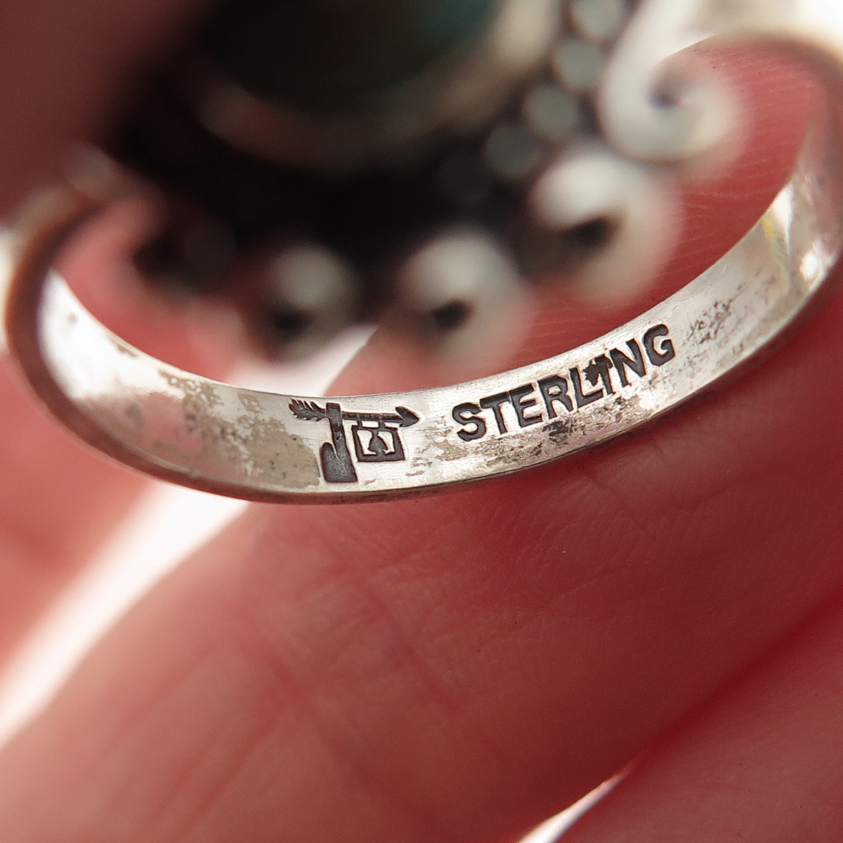 Bell Trading Post Old Pawn 925 Sterling Silver Vintage Turquoise Ring Size 8.5