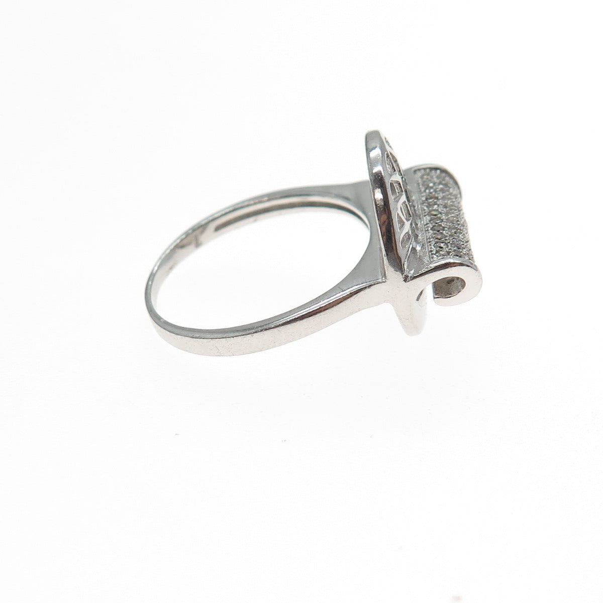 925 Sterling Silver Round-Cut C Z Modernist Lotus Ring Size 7