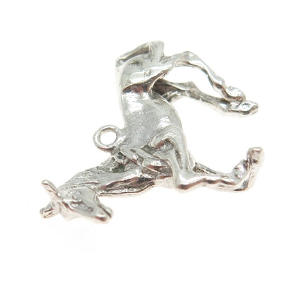 925 Sterling Silver Antique Art Deco Frisky Horse 3D Pendant