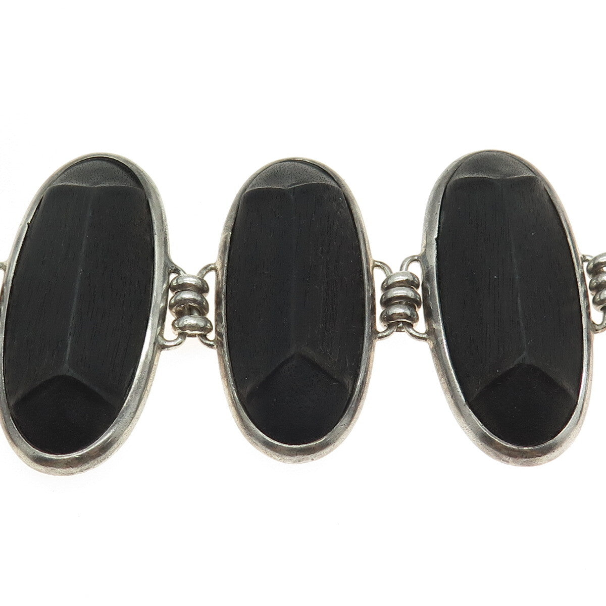 DOMINIQUE AURIENTIS PARIS Sterling Silver Vintage Wood Modernist Bracelet 7.25"