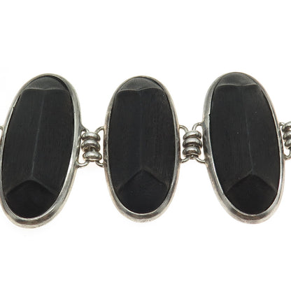 DOMINIQUE AURIENTIS PARIS Sterling Silver Vintage Wood Modernist Bracelet 7.25"