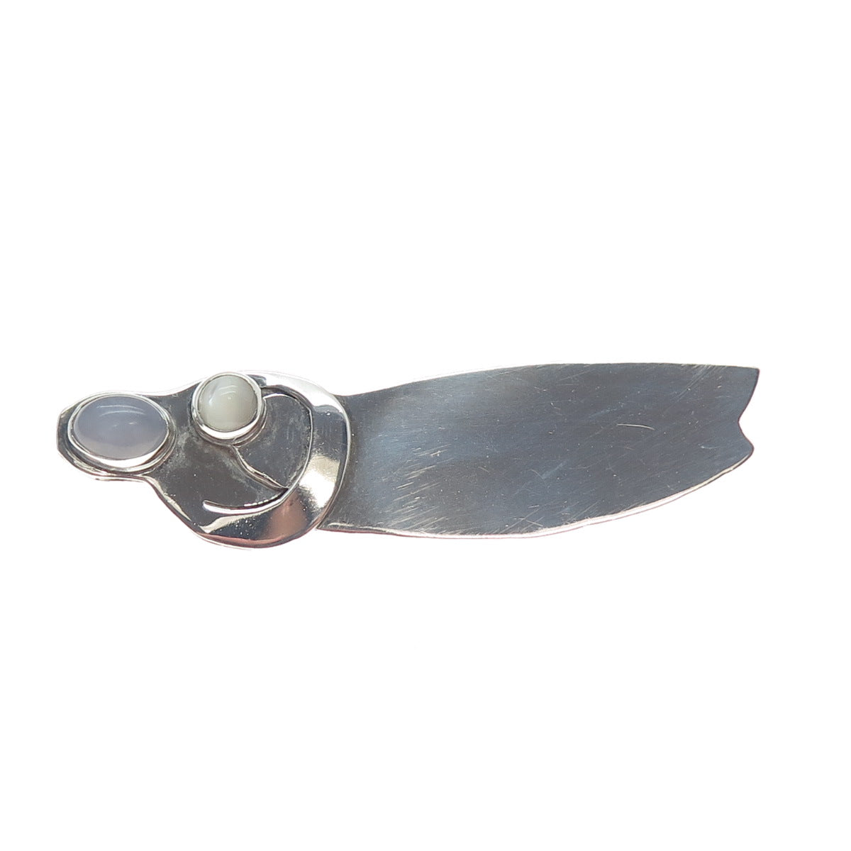 GFMW Great Falls Metal Works Sterling Vintage Moonstone Onyx Mom & Child Brooch