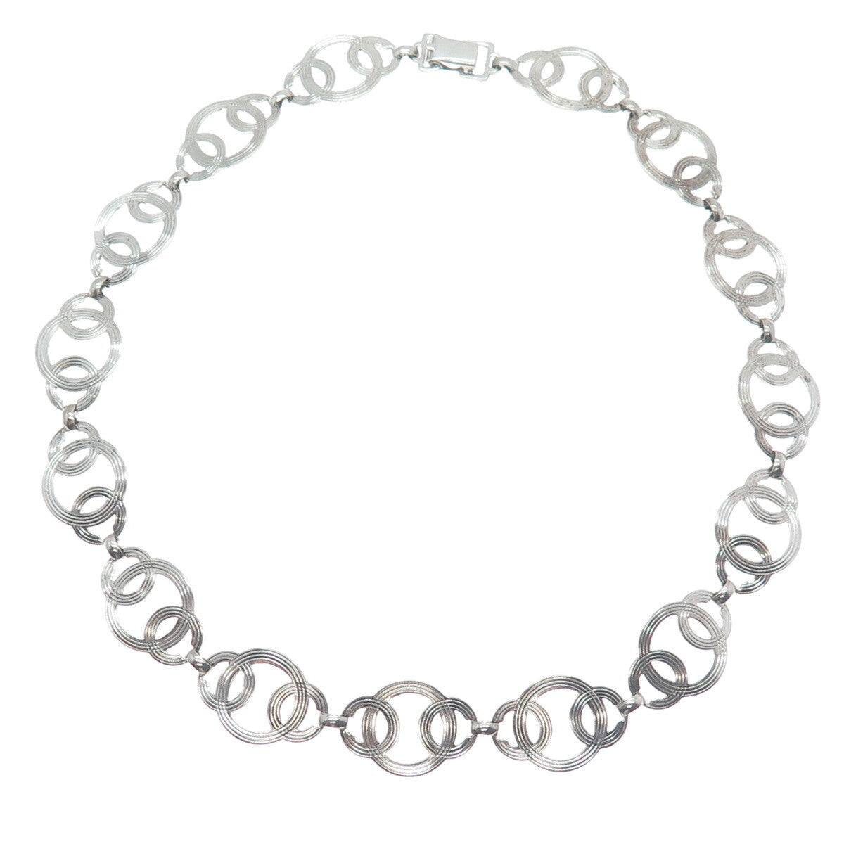 W. E. RICHARDS 925 Sterling Silver Antique Art Deco Geometric Chain Necklace 15"