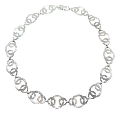 W. E. RICHARDS 925 Sterling Silver Antique Art Deco Geometric Chain Necklace 15"