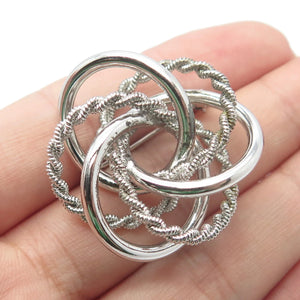 925 Sterling Silver Vintage Twisted Multi-Circle Pin Brooch