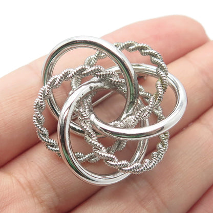 925 Sterling Silver Vintage Twisted Multi-Circle Pin Brooch
