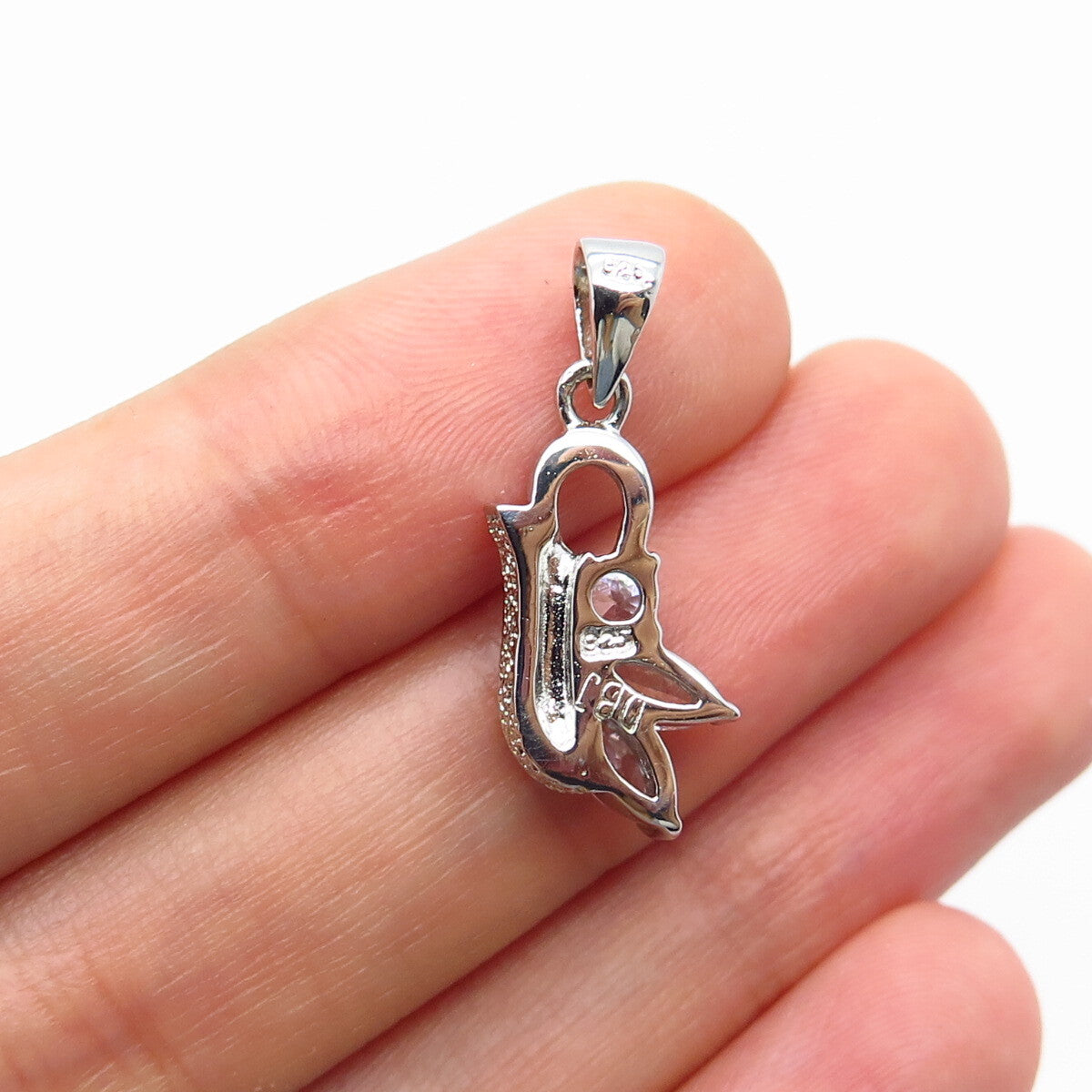 925 Sterling Silver C Z Textured Pendant