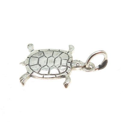 925 Sterling Silver Vintage Lucky Turtle Minimalist Charm Pendant