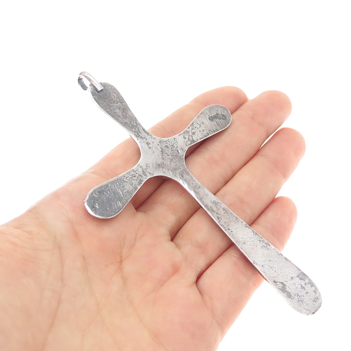 Old Pawn 925 Sterling Silver Vintage Southwestern Turquoise Cross Large Pendant