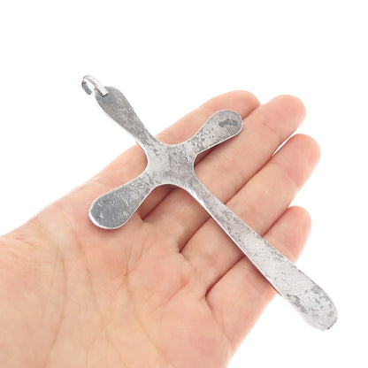 Old Pawn 925 Sterling Silver Vintage Southwestern Turquoise Cross Large Pendant