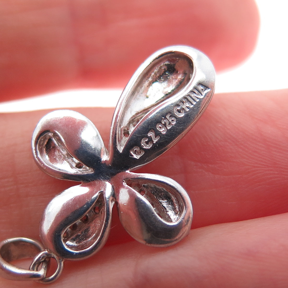 ROSS SIMONS 925 Sterling Silver Round-Cut C Z Floral Cross Charm Pendant