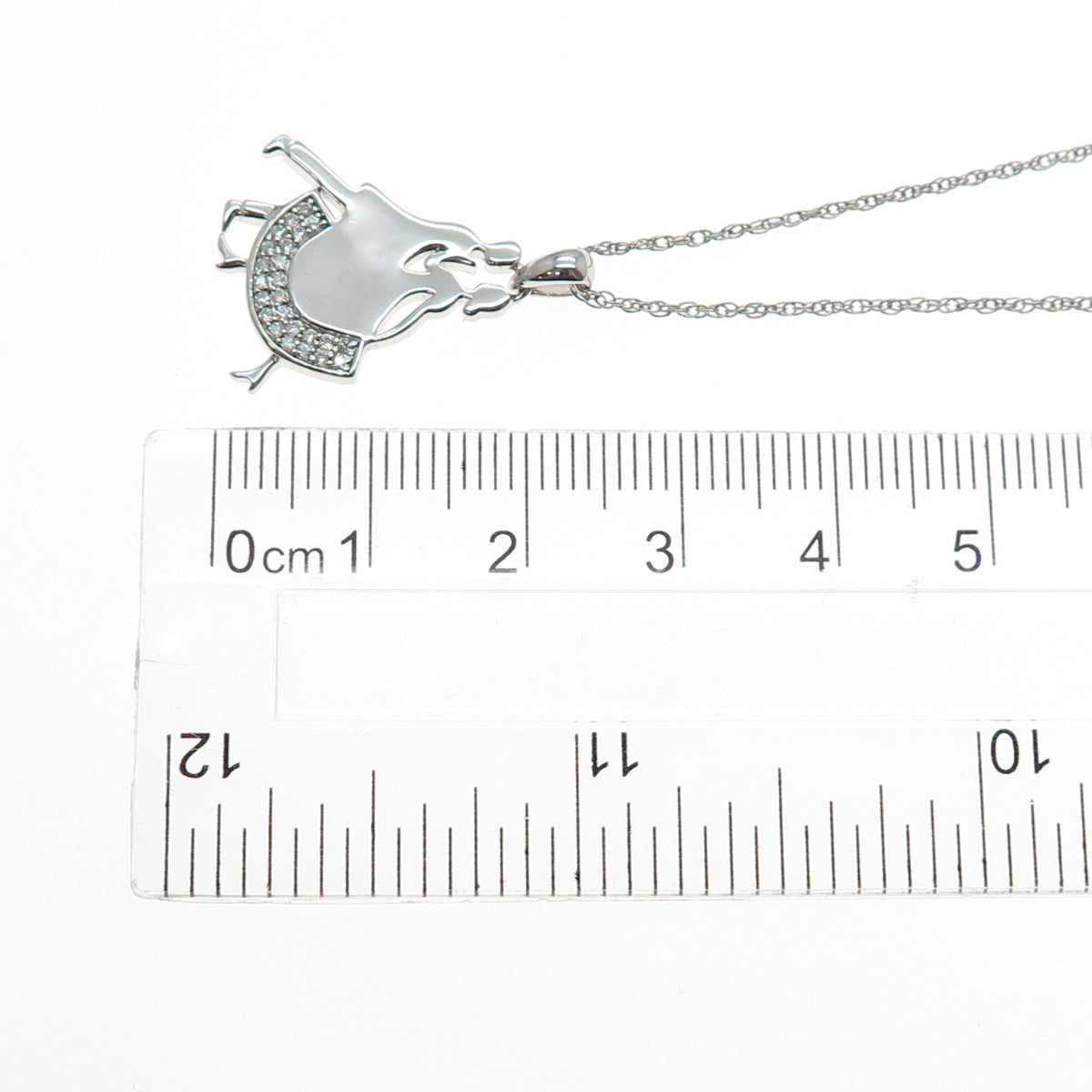 925 Sterling Silver Round-Cut C Z Dancing Couple Singapore Chain Necklace 18"