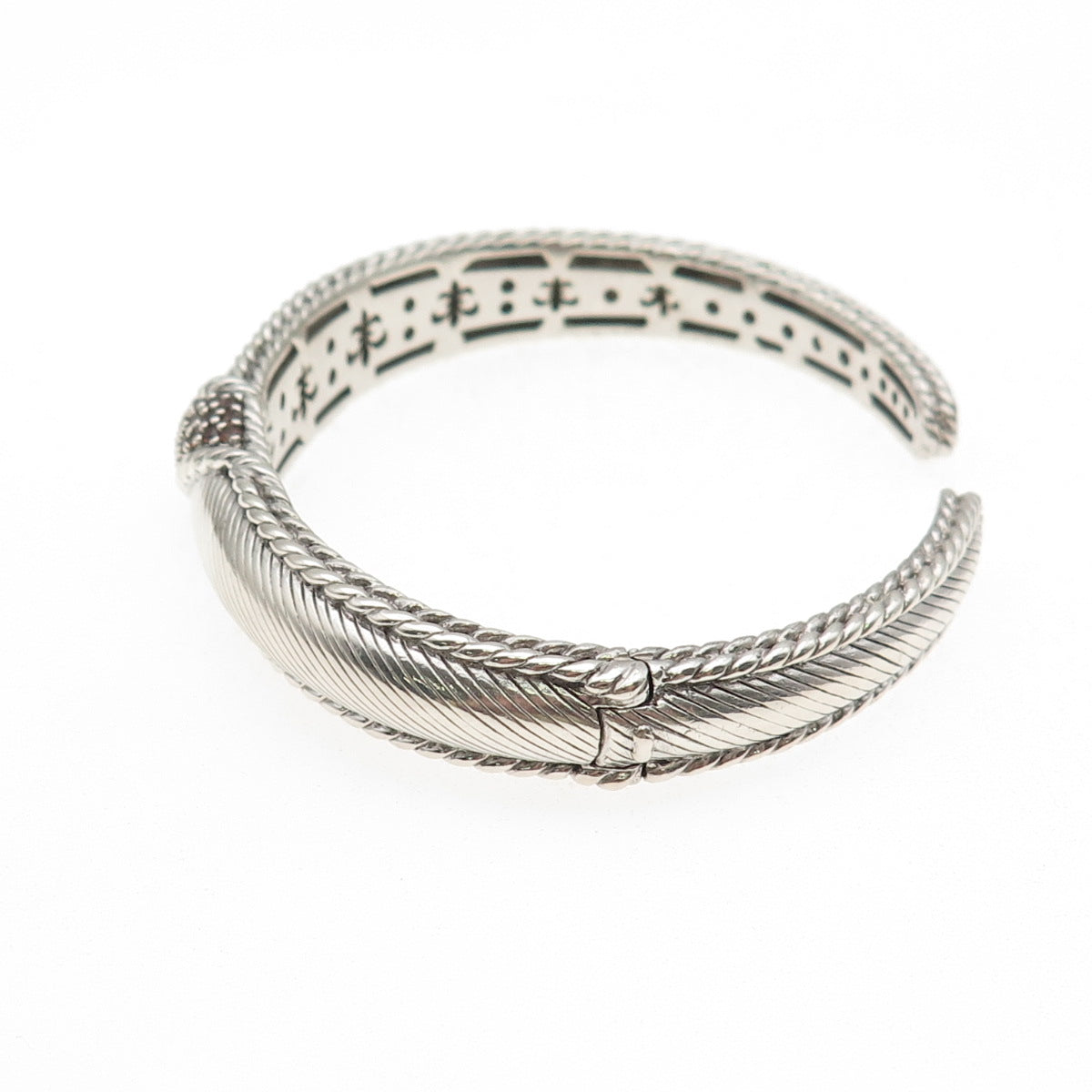 Judith Ripka 925 Sterling Silver Real Round-Cut Cognac Topaz Cuff Bracelet 7"