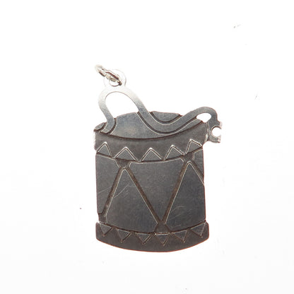 925 Sterling Silver Vintage Drum Tag Mini Charm Pendant