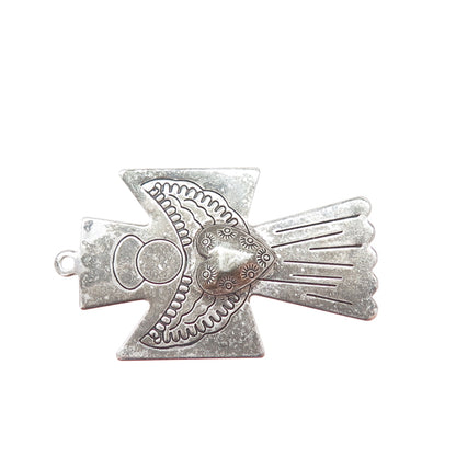 CAROLYN POLLACK 925 Sterling Silver Vintage Heart Angel Cross Oxidized Pendant