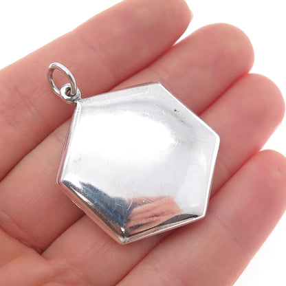 925 Sterling Silver Vintage Ornate Floral Locket Charm Pendant