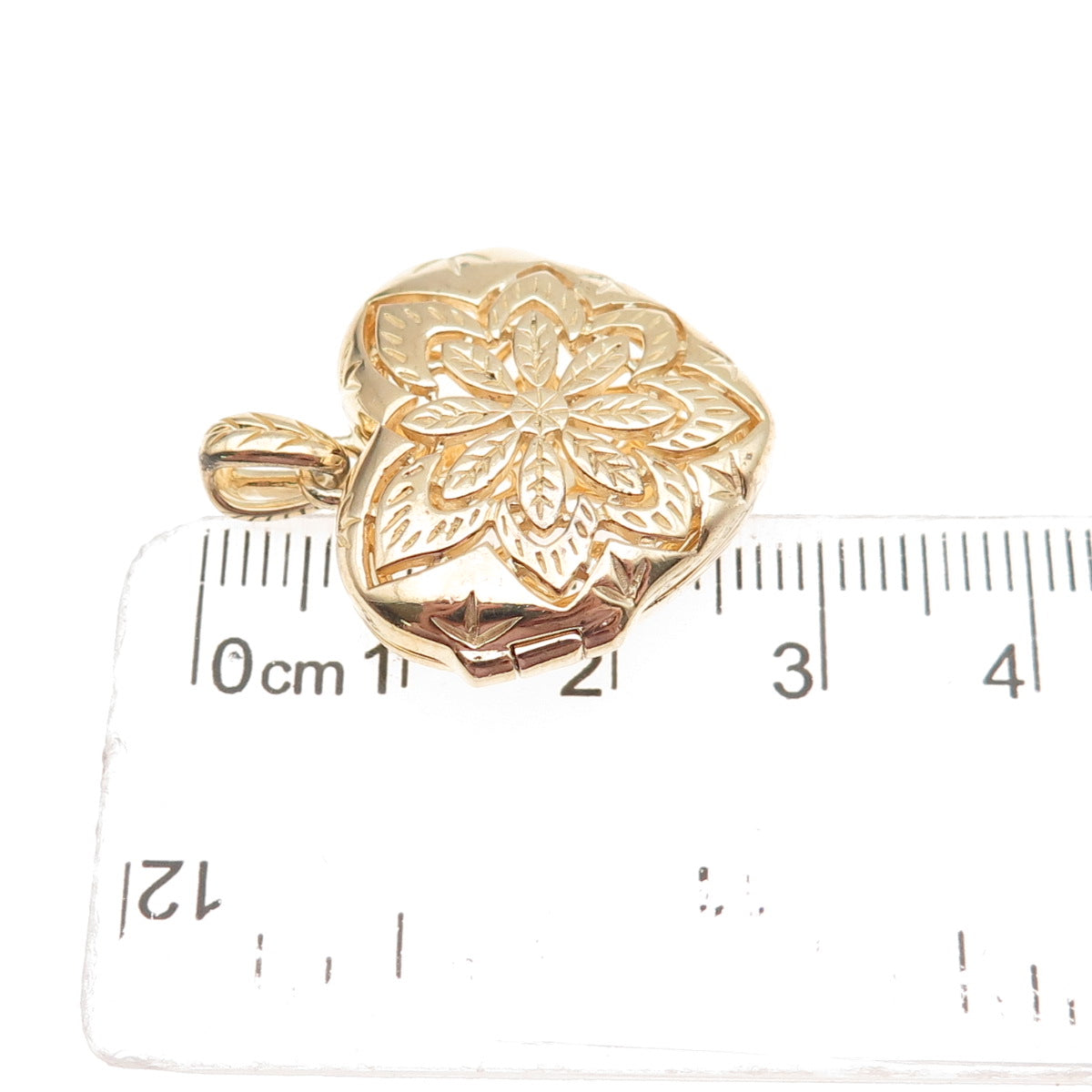 Ross Simons 925 Sterling Silver Gold Plated Floral Heart Locket Charm Pendant