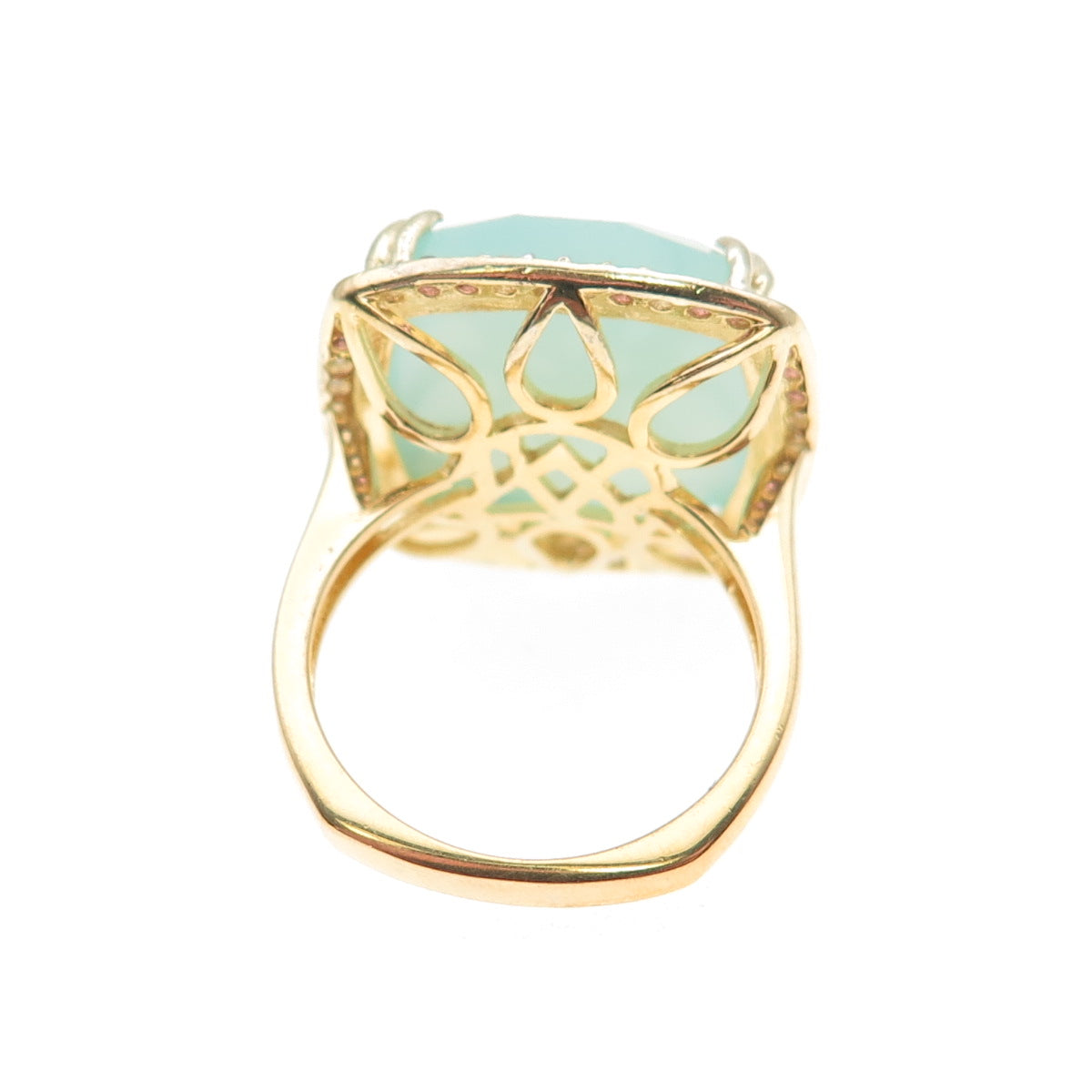 Carol Brodie 925 Sterling Gold Plated Real Chalcedony Topaz Amethyst Ring Size 6