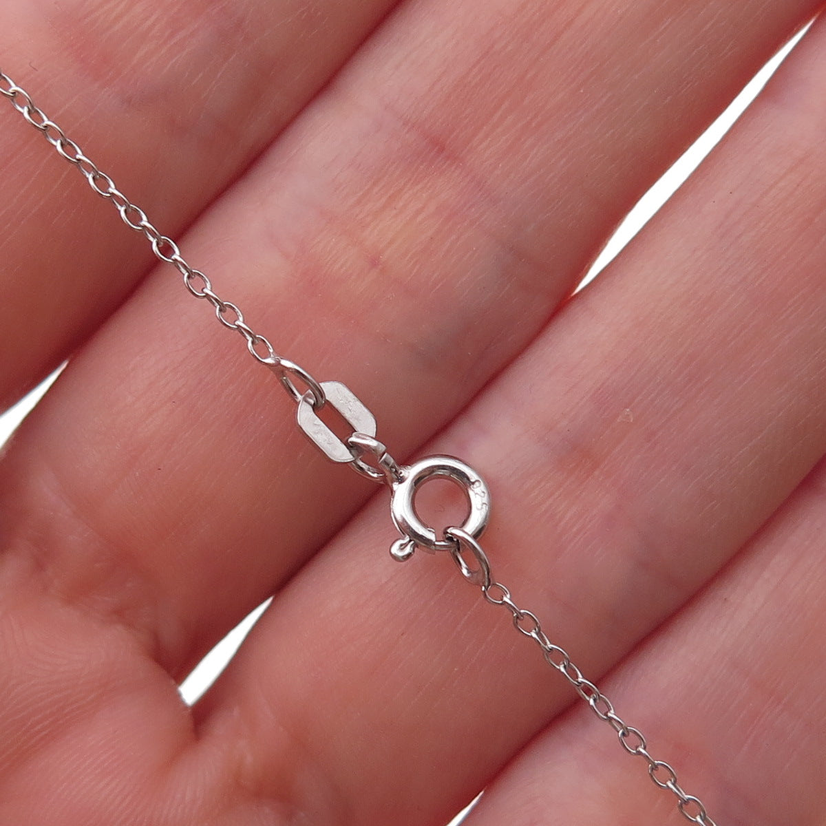 925 Sterling Silver Real Blue & White Diamond Heart Cable Chain Necklace 18"